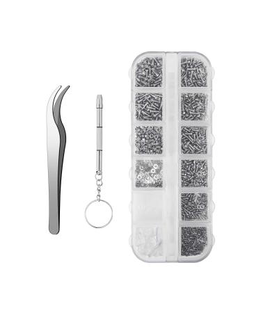 Sunglasses Eyeglasses Repair Kit, 1100PCS Tiny Stainless Steel Screws and 5 Pairs Nose Pads with Micro Screwdriver Tweezer for Watch Clock Spectacle Eye Glass Repair
