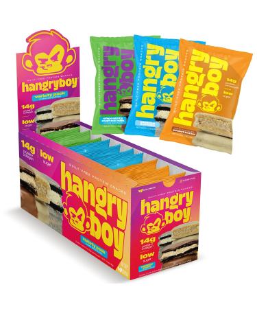 Hangryboy Protein Cookie Sandwich 14g High Protein, Gluten Free, GMO Free Cookies - Perfect on The Go Protein Snack, Variety Pack, 12 Count Box Variety Pack, 12 Count
