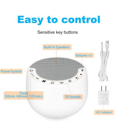 Bigmonat White Noise Sleep Aid with Remote Control | 70 Soothing Sounds & AC Adapter | Memory & Timer Functions for Insomnia Relief - Buy Online on GoSupps.com