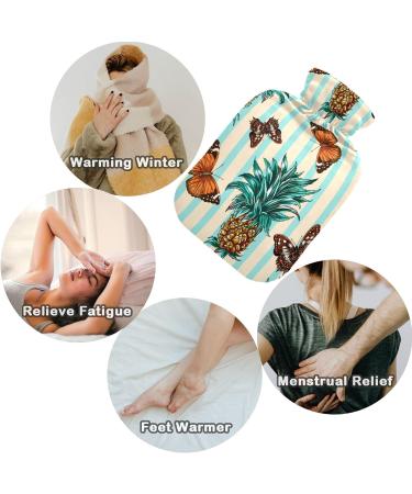 Naanle Streak Butterfly Pineapple Water Bottle 2L - Transparent Hot Water Bottle with Cover for Pain Relief & Therapy - Buy Online on GoSupps.com