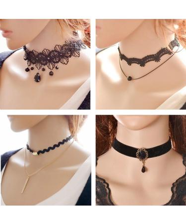 Trasfit 10-Piece Lace Choker Necklace Set for Women and Girls - Classic Velvet Stretch, Punk Gothic Tattoo Lace - 10 Styles #1 - Buy Online on GoSupps.com