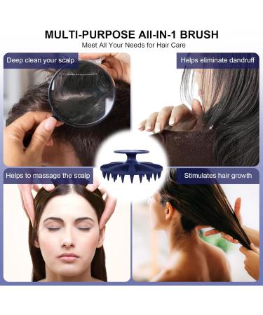 Beautail Scalp Massage Brush - Silicone Shampoo Brush for Hair Growth & Peeling Suitable for Men Women & Pets - Dark Blue - Buy Online on GoSupps.com