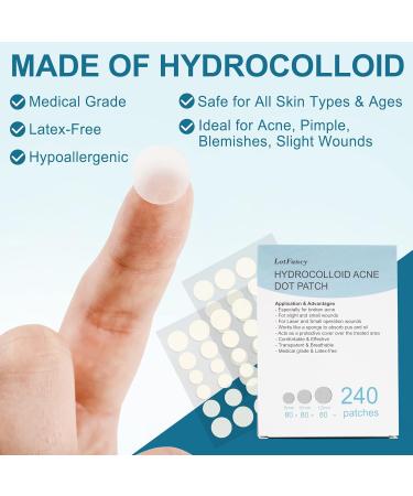 L otFancy Acne Patches 240 Count - Hydrocolloid Pimple Patches for Face - 3 Sizes for Blemishes & Spots - Skin Acne Dots Treatment - Buy Online on GoSupps.com