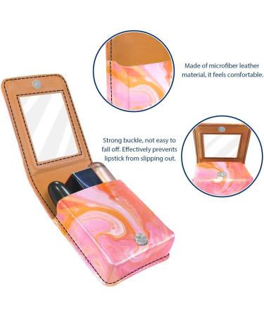 Buy Stylish Leather Lipstick Case with Mirror | Mini Lip Gloss Organizer Abstract Watercolor Orange - Buy Online on GoSupps.com