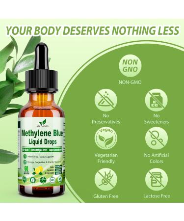 Methylene Blue Supplement Drops Potency 10-in-1 Blue Methylene 1% Pharmaceutical Grade w. VIT C B6 B12 Cacao Beet PS Theanine Ultimate Brain Support for Human Cognitive Cellular & Mitochondrial Lemon 2 Fl Oz (Pack of 1) - Buy Online on GoSupps.com