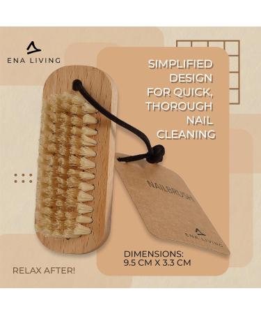ENA Living Nail Brush (9.5x3.3 cm) | Wooden Eco Nail Brush | Sustainable Wooden Nail Brush Made From Beechwood | Long Lasting and Sturdy Natural Nail Brush Cleaner - Buy Online on GoSupps.com