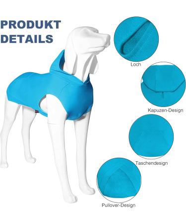 Soft & Breathable Dog Hoodie - Winter Coat for Large Dogs with Hat Bags & Linen Hole | Kickred Light Blue - Buy Online on GoSupps.com