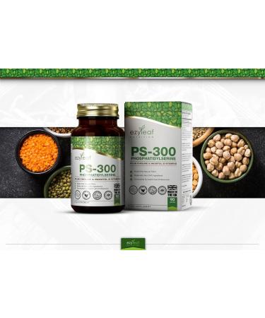 Ezyleaf Phosphatidylserine PS-300 with Choline Bitartrate & Myo-Inositol | 90 Capsules | High Strength 300mg Serving | Choline Supplement | Non-GMO & Gluten Free UK ISO Certified - Buy Online on GoSupps.com