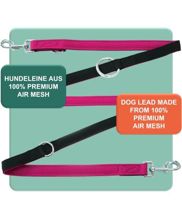 Dey Premium Air Mesh Dog Leash 2m | 3-Way Adjustable | For All Dog Sizes | Multiple Colors | Ideal for Puppies & Cats | XS Pink Rosa - Buy Online on GoSupps.com