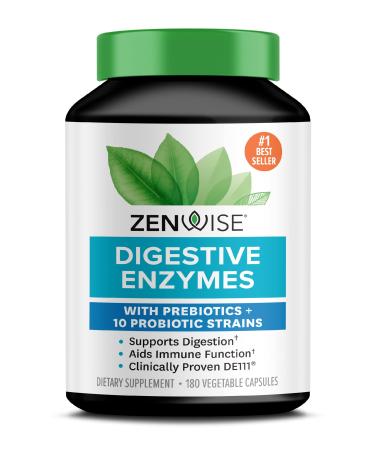Zenwise Health Daily Digestive Enzymes with Prebiotics -180 Capsules