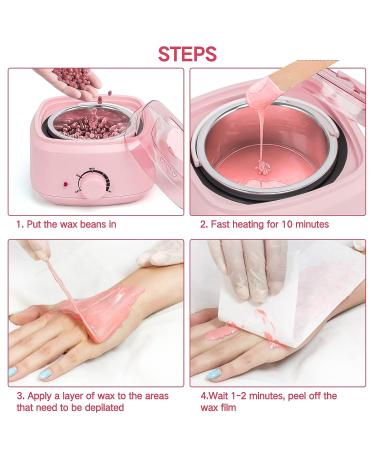 Portable Professional Wax Warmer for Hair Removal - 500ML Pink Waxing Kit for Women Home Use - Buy Online on GoSupps.com