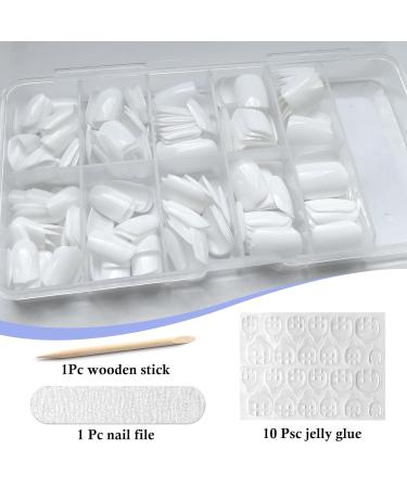 LuckForever Short Press on Nails - 240pc Glossy White Full Cover Fake Nails with Adhesive Tabs & Nail Files - Perfect for Women - Buy Online on GoSupps.com