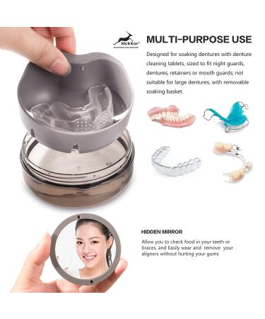 Denture Case for Travel - No-Leak Denture Bath with Strainer & Mirror (Black) - Buy Online on GoSupps.com