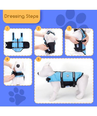 Nobleza Dog Life Vest - Adjustable Dog Jacket with Rescue Handle Reflective Design Buoyant for Swimming Boating & Canoeing - Large Blue - Buy Online on GoSupps.com
