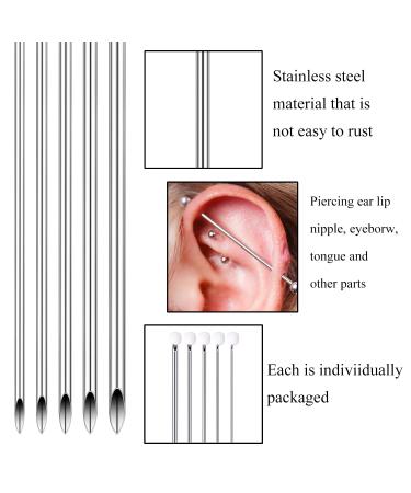 Stainless Steel Body Piercing Needles Kit with Clamps and Alcohol Pads - 12G 14G 16G 18G 20G - Ear Nose Piercing Tool Set - Buy Online on GoSupps.com