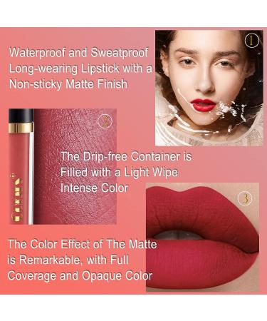 3 Velvety Matte Liquid Lipsticks + Lip Liner Set for Black Women - Rose Lip Stain, Waterproof & Long Lasting 24 Hours | One Step Lips Makeup Kit - Buy Online on GoSupps.com
