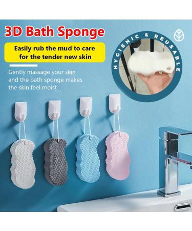 Super Soft Exfoliating Bath Sponge - Korean Skin Scrubber Exfoliator 3D Design (Blue & Gray) for Glowing Skin - International Shipping Available - Buy Online on GoSupps.com