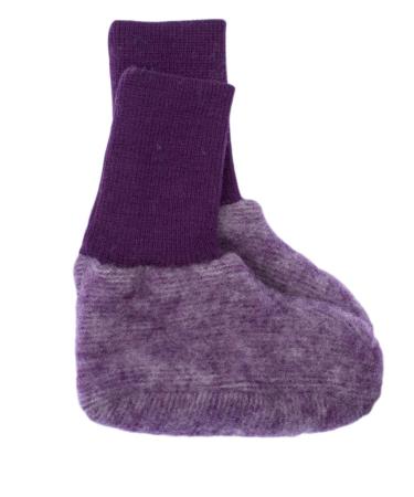Cosilana Baby Fleece Booties 60% Wool (Organic) 40% Cotton (Organic) (Non-Slip Soles for Sizes EU 62/68 and Up) 0-3 Months Violet Melange