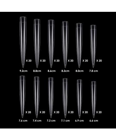 240 Extra Long Stiletto False Nails - Clear Oval Shape for Women and Girls | DIY Nail Salon Performances - Black & Transparent Color - Buy Online on GoSupps.com