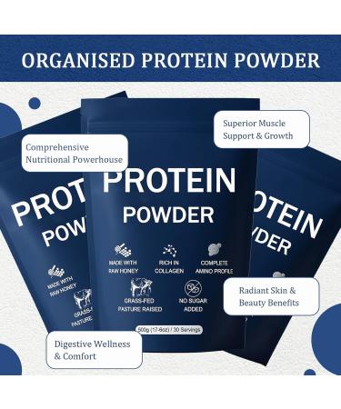 hanachi Protein Powder Over 80 Trace Elements with Beef Protein Powder Collagen Powder Raw Honey Maple Syrup Organic Dates Improved Skin Elasticity More Muscle Gain Gentle On Gut 500g (1) - Buy Online on GoSupps.com