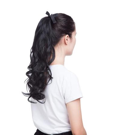 Sego Clip-in Ponytail Extension - Wavy 18 (45cm) Real Hair Braid - 90g Black Hair Piece for Natural Look - Buy Online on GoSupps.com