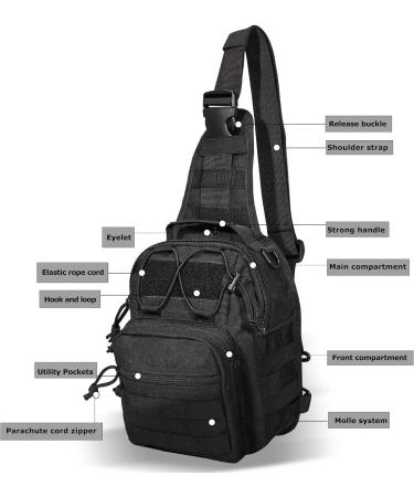 YAKEDA Tactical EDC Backpack - Military Sling Shoulder Bag for Travel & Outdoor Hiking (Black) - Buy Online on GoSupps.com