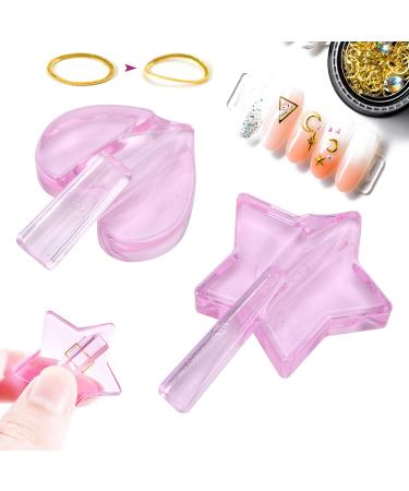 2pcs Embossed Nail Art Molds - Star & Heart Shape Metal Frame Tools for Professional Manicure - Buy Online on GoSupps.com