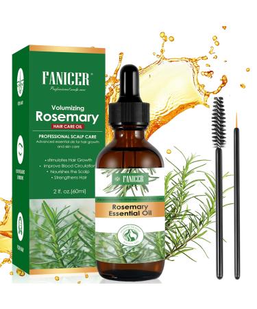 60ML Huile de Romarin pour Cheveux Huile Romarin pour Cheveux Pousse Rosemary Mint Oil Hair Tonic pour Fortifier et Favoriser La Repousse Nourrir le Cuir Chevelu TOUFAJYOU60