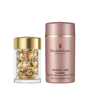 Elizabeth Arden Anti-Aging Ceramide Capsule Serum + Elizabeth Arden Retinol Serum Wrinkle Filler + HPR Next Generation Retinoid Ceramide and Peptide Rapid Skin Renewing Water Day and Night Cream