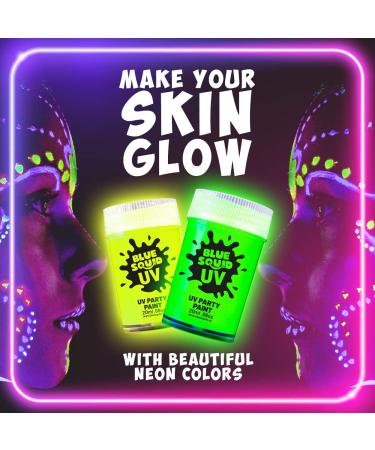 Blue Squid Fluorescent Glow Face & Body Paint Kit - Set of 8 Neon Colors for UV & Blacklight | Includes Free UV Flashlight | Festive Glowing Makeup - Buy Online on GoSupps.com