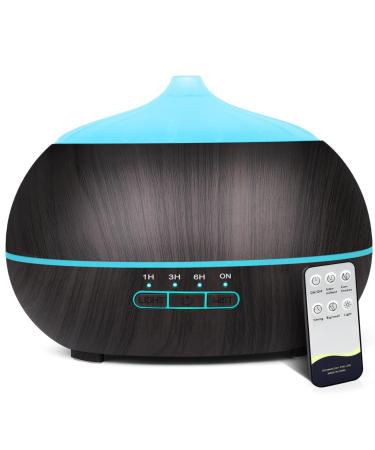 Diffusor for essential oils ultrasound air humidifier: 500 ml aroma diffuser with remote control aromatherapy oils diffuser humidifier with 7 LED colors for house bedroom office