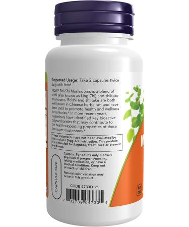Now Foods Rei-Shi Mushrooms 270 mg - 100 Veg Capsules for Immune Support - Buy Online on GoSupps.com