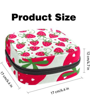 Red Strawberry Pattern Portable Period Bag | Candy Napkins Storage for Women & Teens | Menstrual Cup & Breastfeeding Holder - Buy Online on GoSupps.com