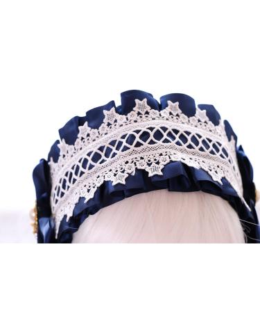 Buy C-04-1 Blue Maid Lolita Headband with Bow & Pearl Necklace | Gothic Hair Accessory | International Shipping Available - Buy Online on GoSupps.com