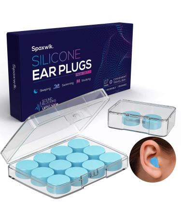 Ear Plugs for Sleeping Noise Cancelling Reusable Silicone Soft Moldable Waterproof Sound Blocking Earplugs for Swimming Snoring Working Airplanes Shooting Musicians 32dB Highest NRR Blue