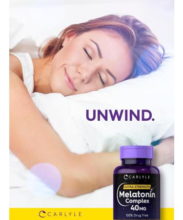 Carlyle Melatonin 40mg Complex | 150 Fast Dissolve Tablets | Extra Strength Support | with Ashwagandha and Chamomile | Vegetarian Non-GMO Gluten Free Supplement 150 Count (Pack of 1) - Buy Online on GoSupps.com
