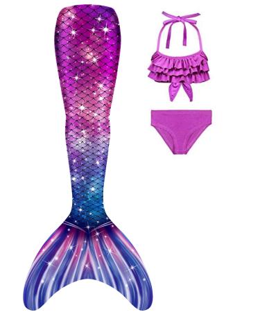 NAITOKE mermaid tail for swimming for children with bikini for girls 3pc without monofin R8-2 120