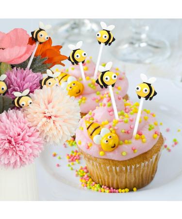 24Pcs Bumble Bee Cupcake Toppers Little Figurine Big Eyes Cute Bee Cupcake Picks Oh Baby Cake Decoration for Bee Theme Baby Shower Kids Boys Girls Birthday Party Decorations Supplies Gifts Style 2 - Buy Online on GoSupps.com