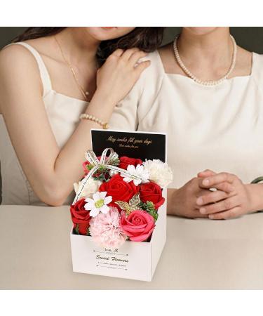 Flower Soap Gift Box - Perfect for Birthdays Valentine's Day & Special Occasions | Red 12cm x 12cm x 18cm - Buy Online on GoSupps.com