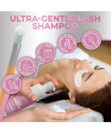 Premium Eyelash Extension Shampoo & Brush - Gentle Foam Cleanser for Lash Care | Safe Makeup Remover for Home & Salon Use | 50ml - Buy Online on GoSupps.com