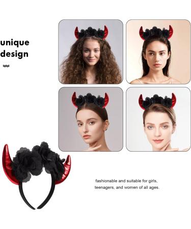 Beaupretty Halloween Horn Headband Horn Flower Headbands Gothic Black Horn Devil Hair Accessories for Halloween Costume - Buy Online on GoSupps.com