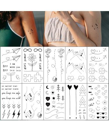 Esland Realistic Best Friends Temporary Tattoos Matching Bestie Tattoo Stickers for Women  Girls  Couples and Family