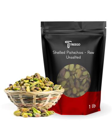 Unsalted Pistachios No Shell - 1lb Bag by Treego, Fresh & Tasty Raw California Grown Kernels- Natural & Healthy Pistachio Nut Snack Containing Fiber, Protein, Vitamins, Antioxidants for Keto, Vegan, Plant-Based Diet, Kosher