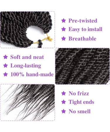 VIOLET 18 Inch Senegalese Twist Crochet Hair Pre Looped 8 Packs | 35 Strands A Pack | Crochet Braids for Black Women | Crochet Twist Hairstyles (1B) - Buy Online on GoSupps.com