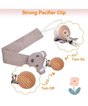 Fanshionide Wood Pacifier Chain - 3 Stick Baby Nuckle Chain with Cute Knitted Cartoon Straps for Boys & Girls - BPA-Free Newborn Accessories - Buy Online on GoSupps.com