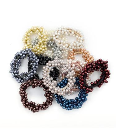 Dizila 12 Pack Stretchy Bling Sparkly Pearl Hair Ties Scrunchies - Decorative Hair Accessories for Women and Girls - Buy Online on GoSupps.com
