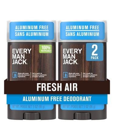 Every Man Jack Fresh Air Men s Deodorant - Stay Fresh with Aluminum Free Deodorant For all Skin Types - Odor Crushing Long Lasting with Naturally Derived Ingredients - 3oz (2 Pack)
