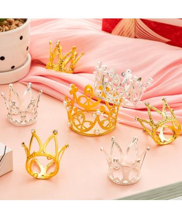 15Pcs Crown Cake Topper Gold Silver Mini Crowns Small Crystal Pearl Cupcake Toppers for Flower Arrangements Cupcake Baby Shower Birthday Party Wedding Decor Gold Silver - Buy Online on GoSupps.com
