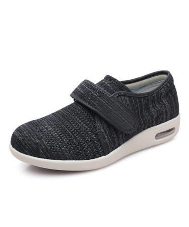 Yytcsjz Womens Diabetic Slippers Breathable Mesh Extra Wide Orthopaedic Comfort Shoes Non Slip Widening for Elderly Swollen Feet Plantar Fasciitis (Color : BlackGrey Foot Length : 23cm) 23cm Blackgrey