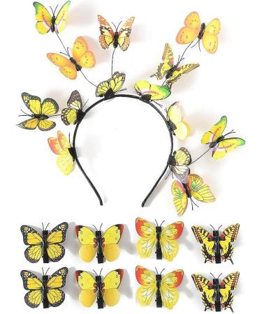 Aesthetic Butterfly Hairhoop Festival Holiday Headdress Girl Spring Headwear Stage Performances Hair Clip Hair Decors Yellow - Buy Online on GoSupps.com